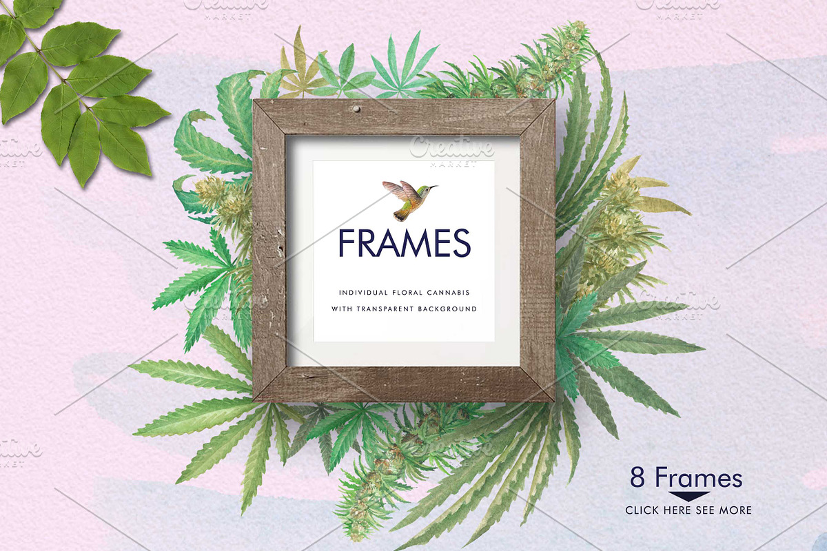 Watercolor Marijuana Set, a Healthcare Illustration by Graphobia (Photo 3 of 9)