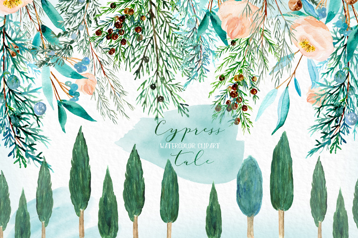 Cypress. Watercolor clipart, a Decorative Illustration by LABFcreations (Photo 9 of 12)