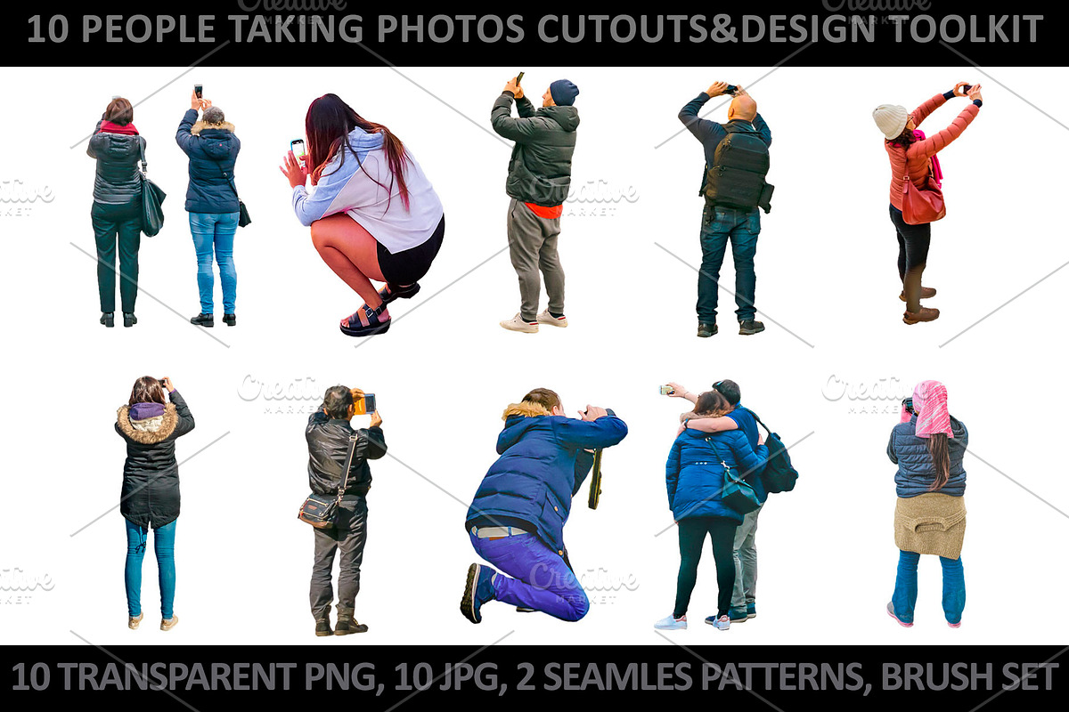 10 People Taking Photos Cutouts kit, an Object Graphic by DanFLCreativo (Photo 1 of 6)