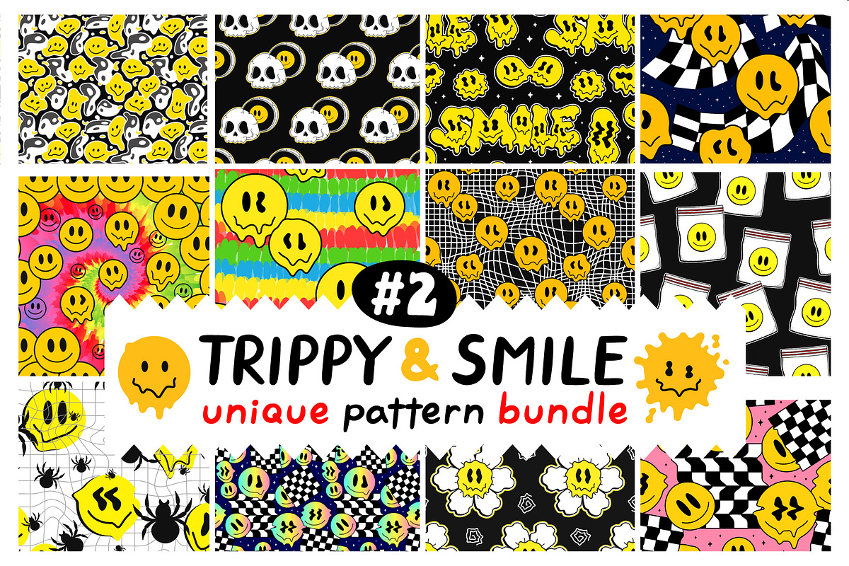 Trippy Smiley Seamless Pattern 2, a Pattern Graphic by Slavko Kahovsky (Photo 1 of 7)