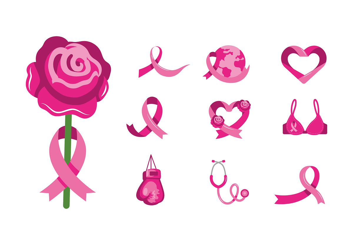 Breast Cancer Awareness Icons Set