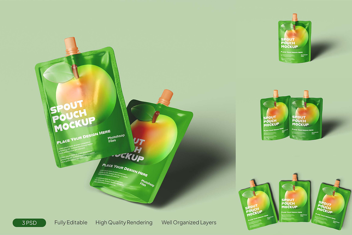 Spout Pouch Mockup, a Packaging Mockup by Eka Restu D. Putra (Photo 1 of 5)