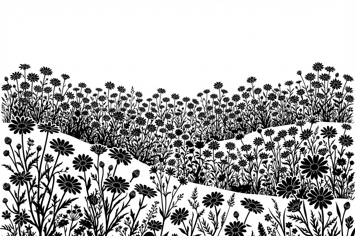 60 Daisy Flower Field Silhouette, a Seasonal Illustration by Amazin_art (Photo 4 of 28)