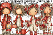 Watercolor Coquette Farm Girl PNG, a Seasonal Illustration by Canvas Craft (Thumbnail 1 of 5)