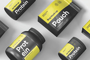 Protein Pouch & Jar Pack Mockup, a Packaging Mockup by DesignRushMarket (Thumbnail 4 of 8)