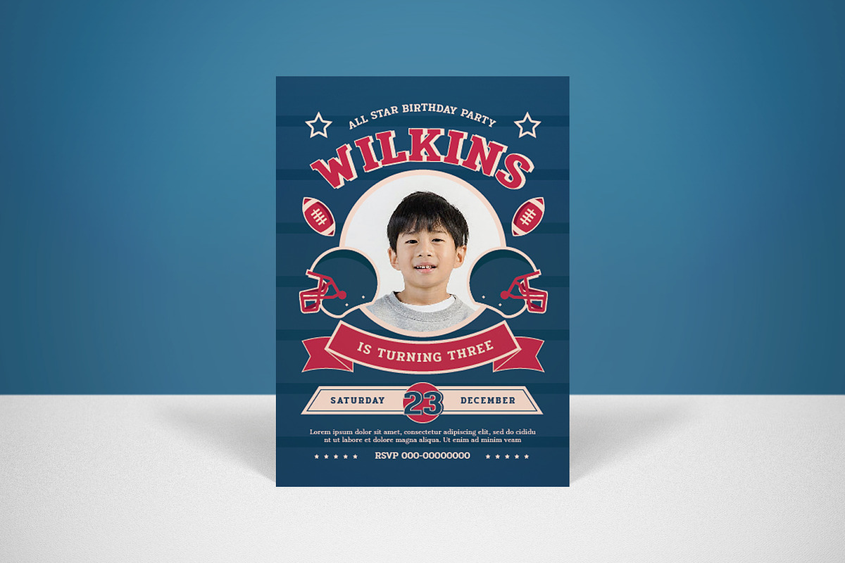 Kids Birthday Football Invitation, an Invitation Template by graphicook (Photo 2 of 3)