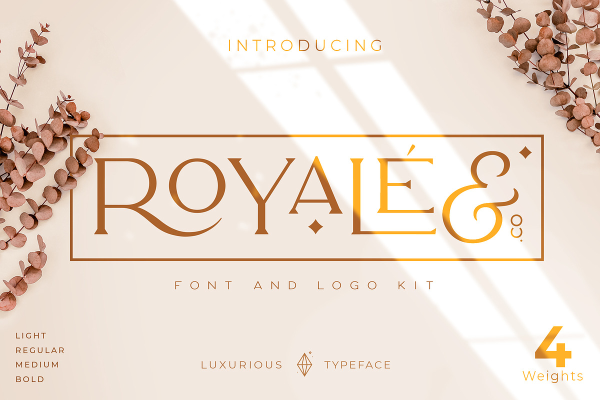 Royale Luxurious Typeface + LOGOS, a Serif Font by Creative Corner (Photo 1 of 28)