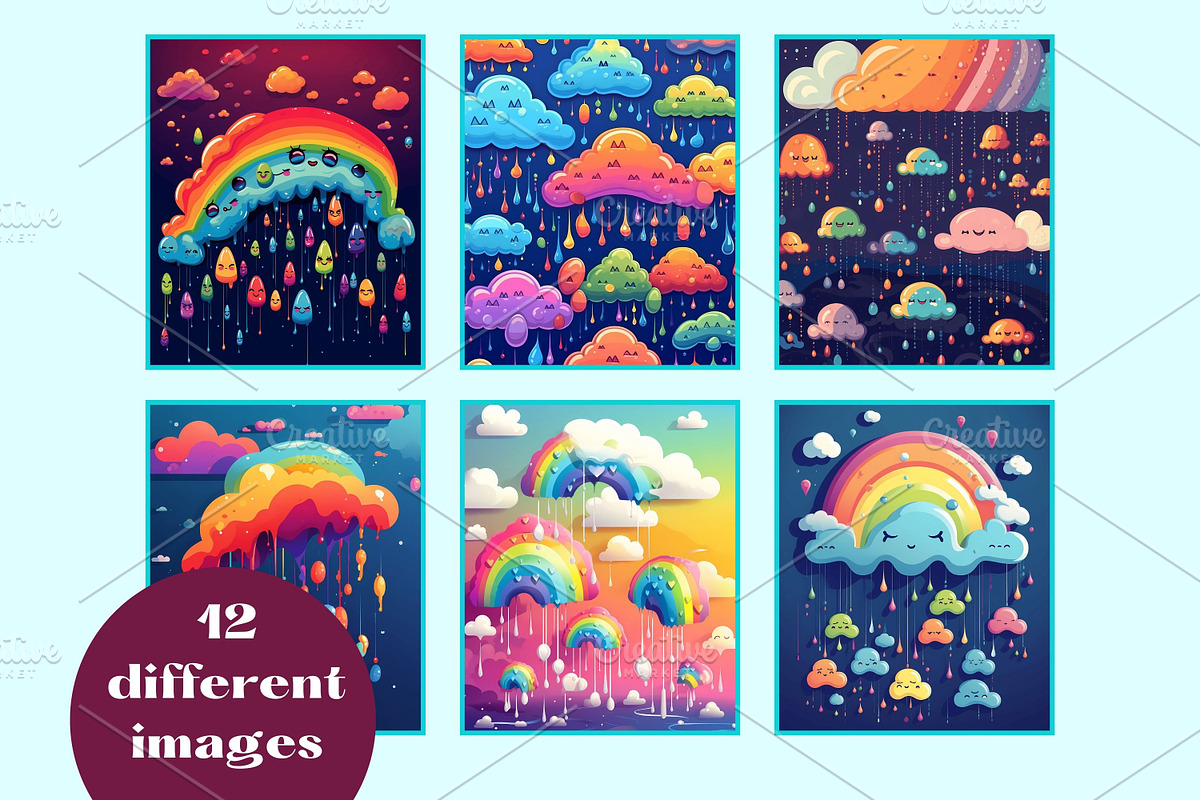 Fluffy Clouds and Colorful Rainbows, a Seasonal Illustration by Mermaids Cove (Photo 2 of 8)