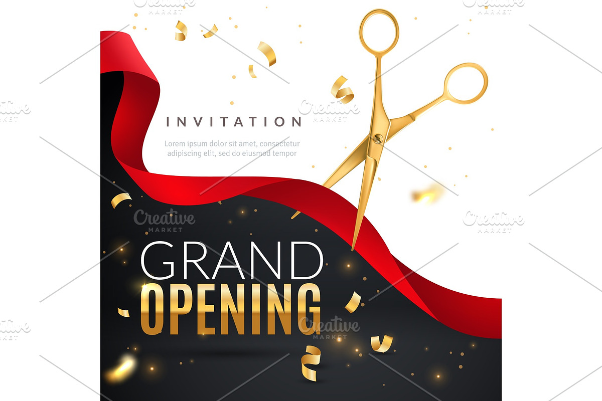 Grand opening. Golden confetti and, a Work Illustration by YummyBuum