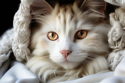 Beautiful Persian white cat wrapped, an Animal Photo by Perpis