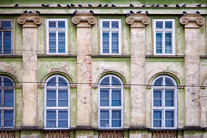 dirty wall with windows