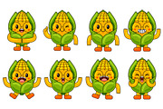 Corn Mascot Character Vector Pack, an Illustration by MEDZ (Thumbnail 1 of 5)