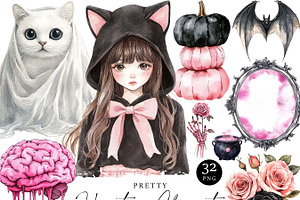 Watercolor Pretty Haunting Clipart, an Object Illustration by Design Scotch