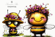 Funny Summer Bee Clipart, a Seasonal Illustration by Designking (Thumbnail 1 of 5)