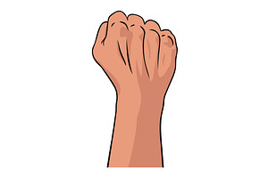 Rised fist hand gesture drawn, an Object Illustration by Things for designers