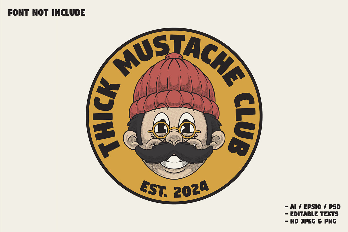 men face with thick mustache, a Branding & Logo Template by Judsart