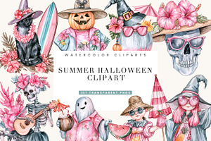 Summer Halloween Clipart Bundle, a Seasonal Illustration by BusyDaydesign