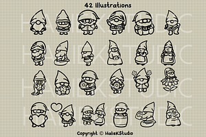 Gnomes Procreate Stamp Brush Set