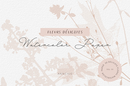 Watercolor floral fine art paper, a Texture Graphic by Anna Sokol