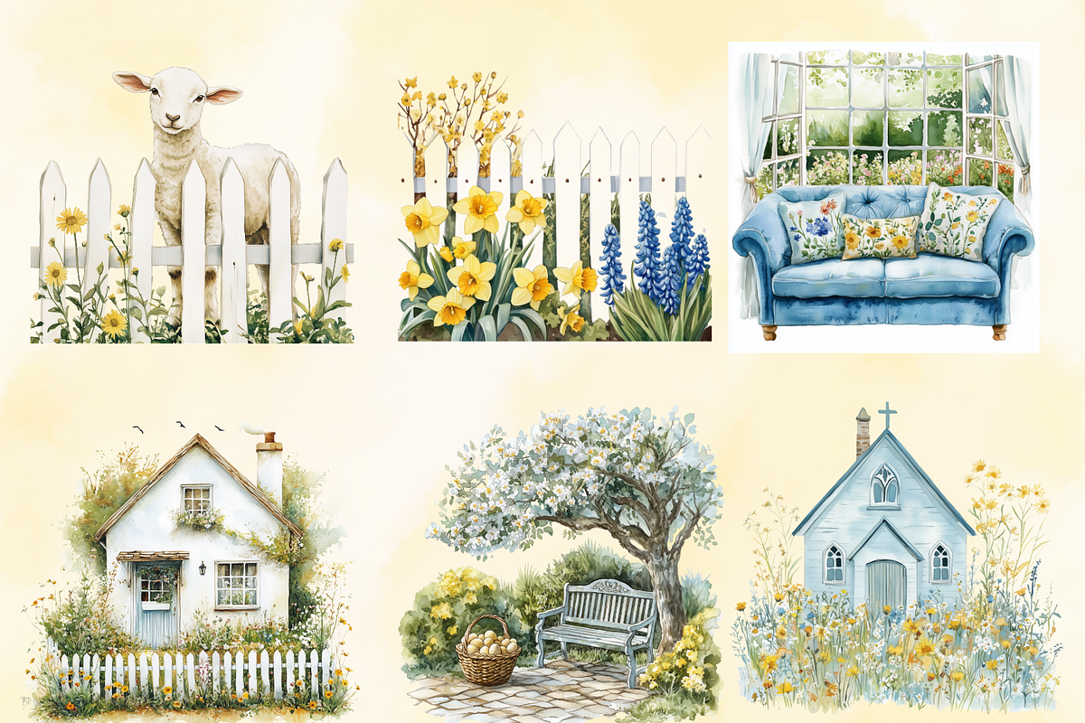 Watercolor Easter Season Clipart, an Illustration by NadiaTheronArt (Photo 4 of 5)