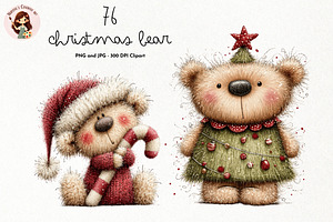Whimsical Christmas Bears Clipart