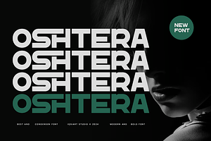 Oshtera - Condensed Font, a Sans Serif Font by Iqsiart Studio