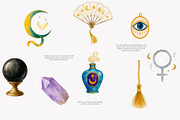 wiccan clipart mystical elements set, a Decorative Illustration by Patishop Art (Thumbnail 4 of 10)