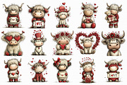 Whimsical Valentine-highland Cow Cli, an Illustration by Libby Wishes (Thumbnail 5 of 8)