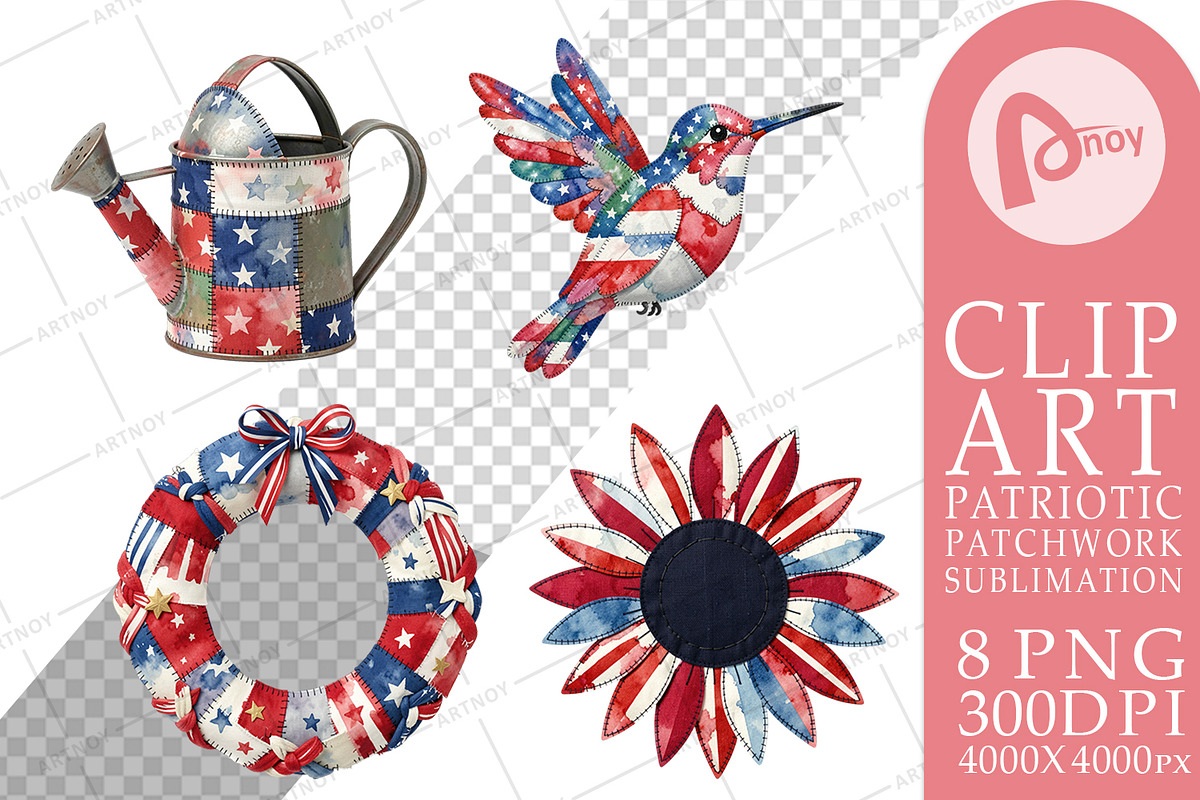 Patriotic Patchwork Sublimation, a Seasonal Illustration by Artnoy (Photo 15 of 18)