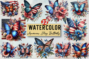 American Butterfly Sublimation Clipa, an Illustration by SVGArt