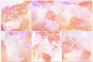 Watercolor Textures With Rose Gold