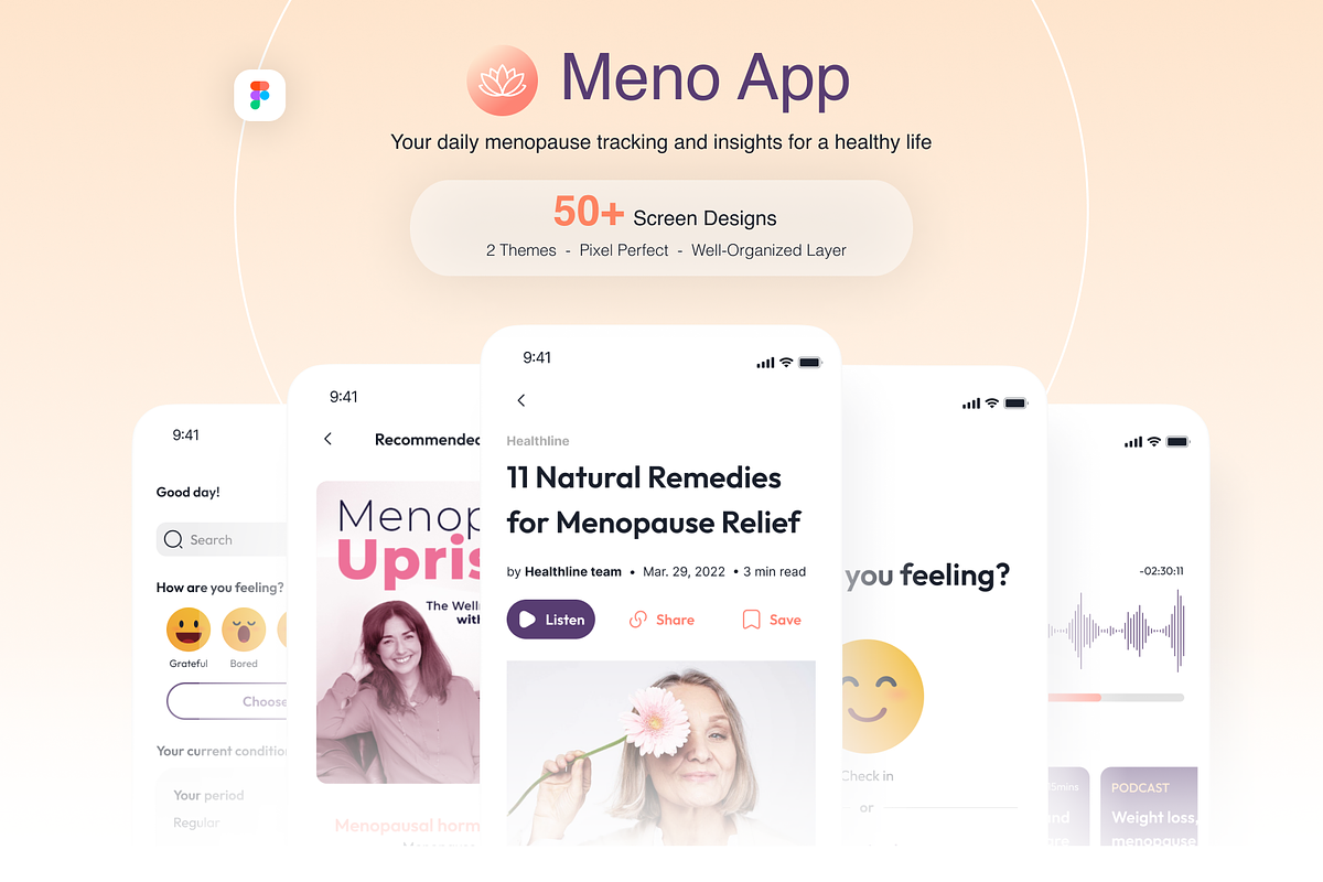 Meno App UI Kit, an UI Kit Template by theBrandLab.io (Photo 1 of 7)