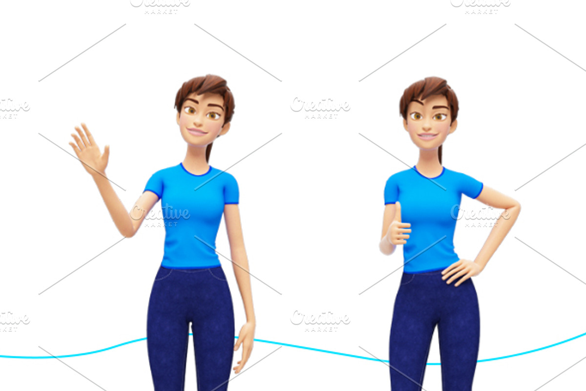 Jenny Cartoon 3D Character Promo Set, a Person Illustration by Oleg Ribar (Photo 10 of 26)