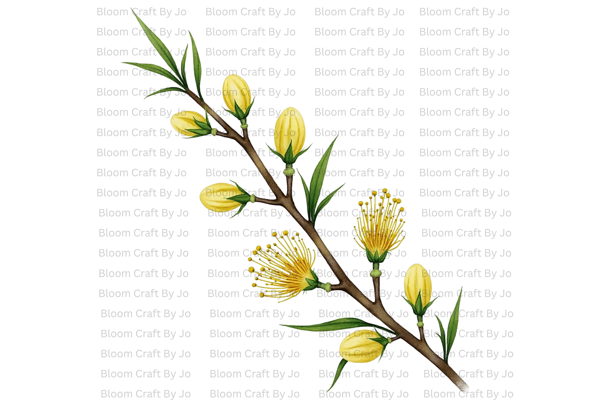 Australian Wildflower- Golden Wattle, a Decorative Illustration by Bloom Craft Creations (Photo 9 of 10)