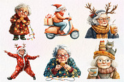 Funny Old Lady Christmas clipart, an Illustration by Dream Creation (Thumbnail 4 of 5)