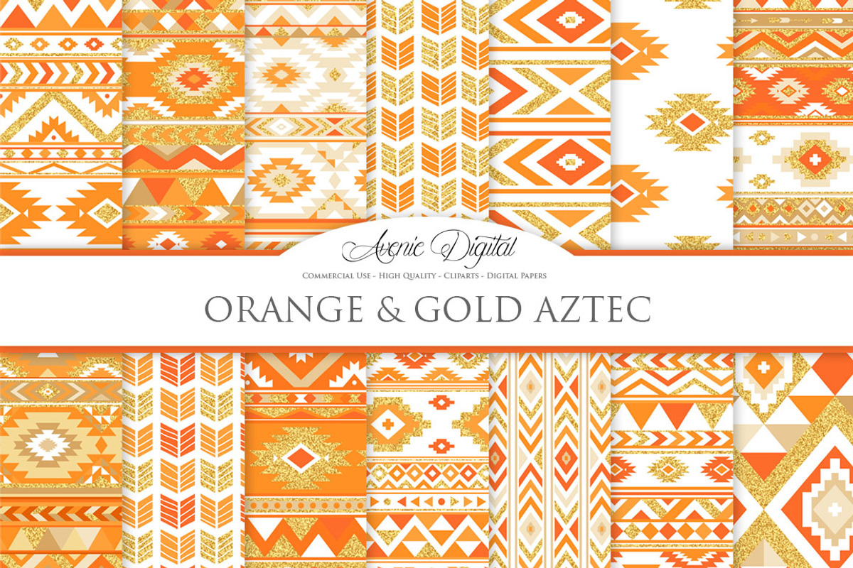 Orange & Gold Boho Seamless Patterns, a Pattern Graphic by Avenie Digital (Photo 1 of 4)