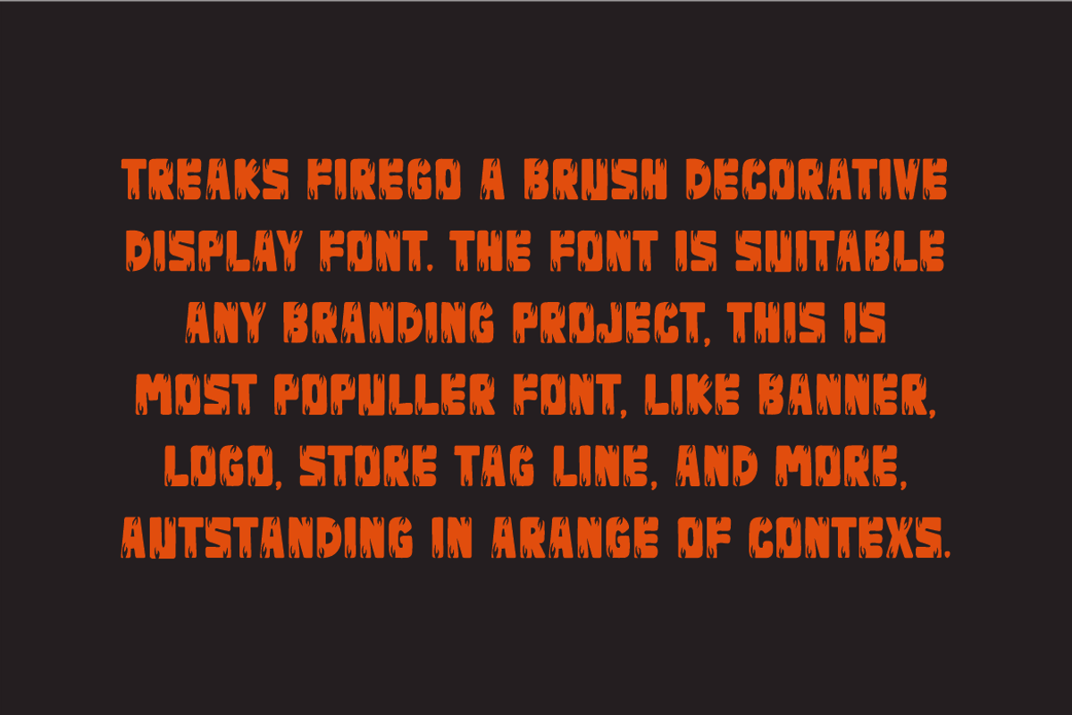 Treaks Firego - Fire Typeface Font, a Sans Serif Font by Iqsiart Studio (Photo 2 of 6)