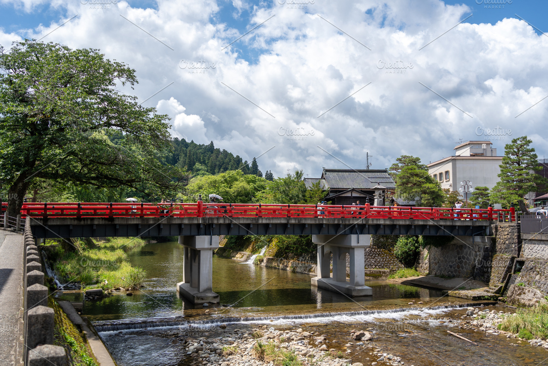 Nakabashi Bridge over Miyagawa River in Takayama, Japan, an Architecture Photo by GoodGoods
