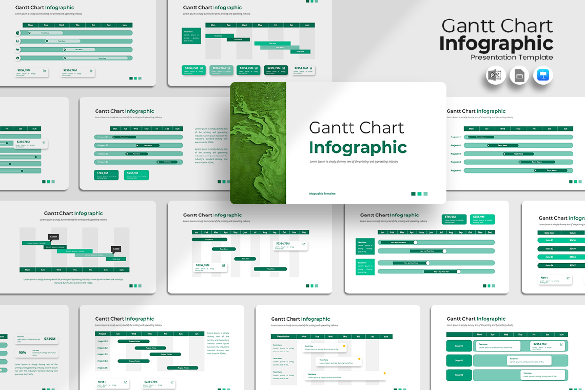 Gantt Chart Infographic - Keynote, a Presentation Template by Iqsiart Studio (Photo 1 of 3)