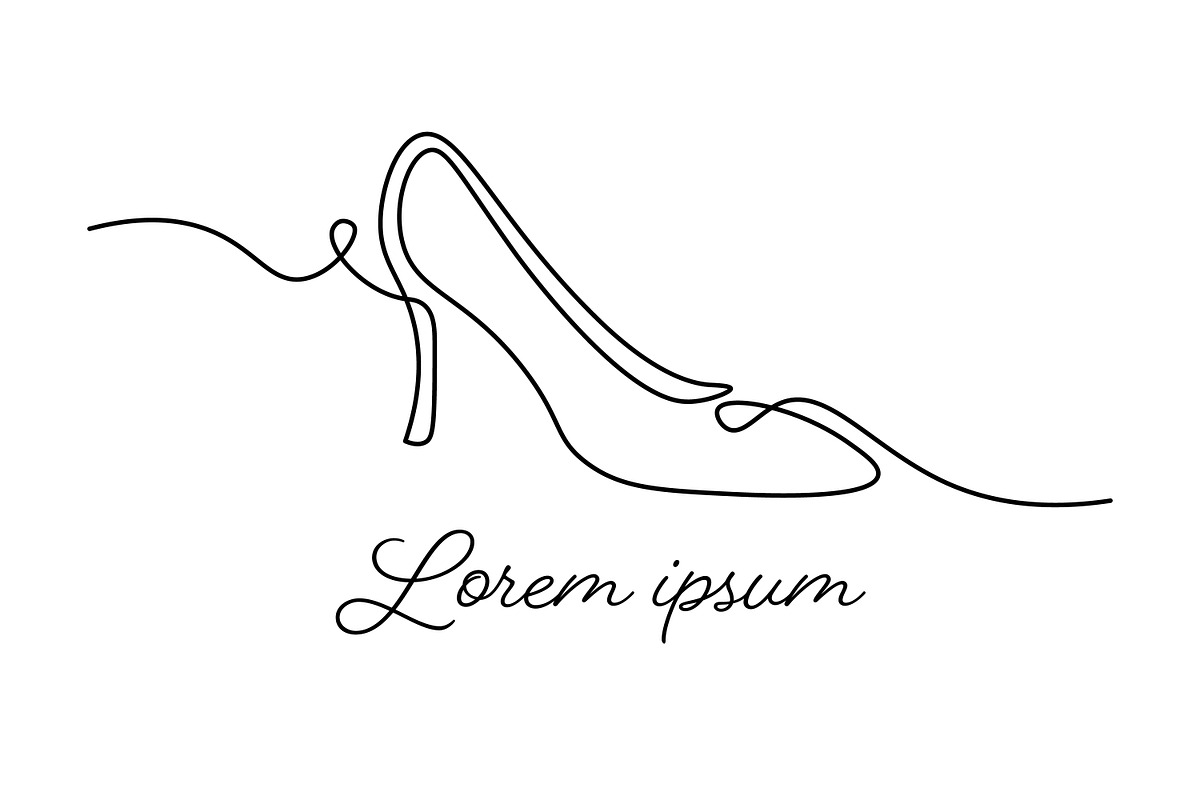 Elegant One Line High Heel Shoe, an Object Illustration by Saba Vector (Photo 1 of 3)