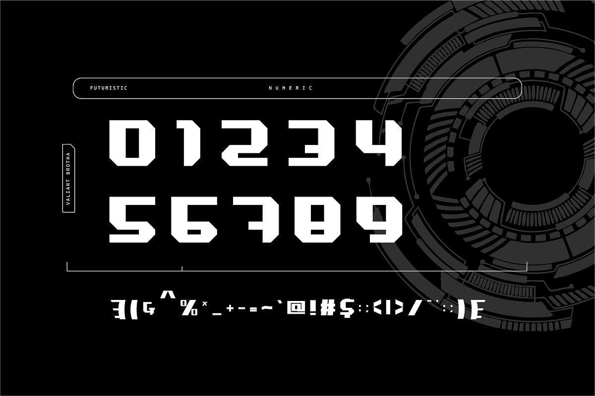 VB Brinio - Futuristic Display Font, a Sans Serif Font by VALIANTBROTHA (Photo 3 of 9)