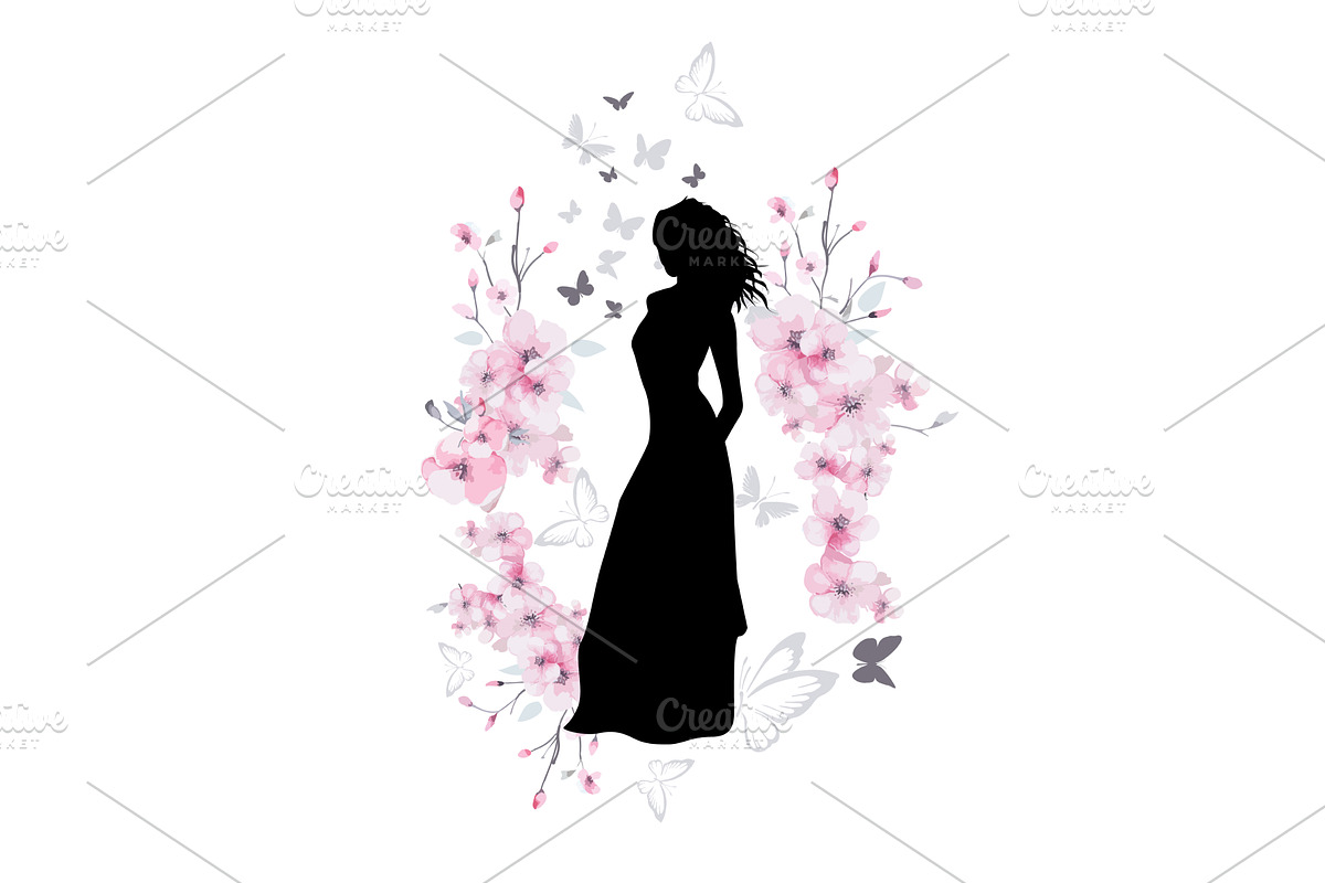 Silhouette of a slender girl in a, a Person Illustration by Nenahliadava Design