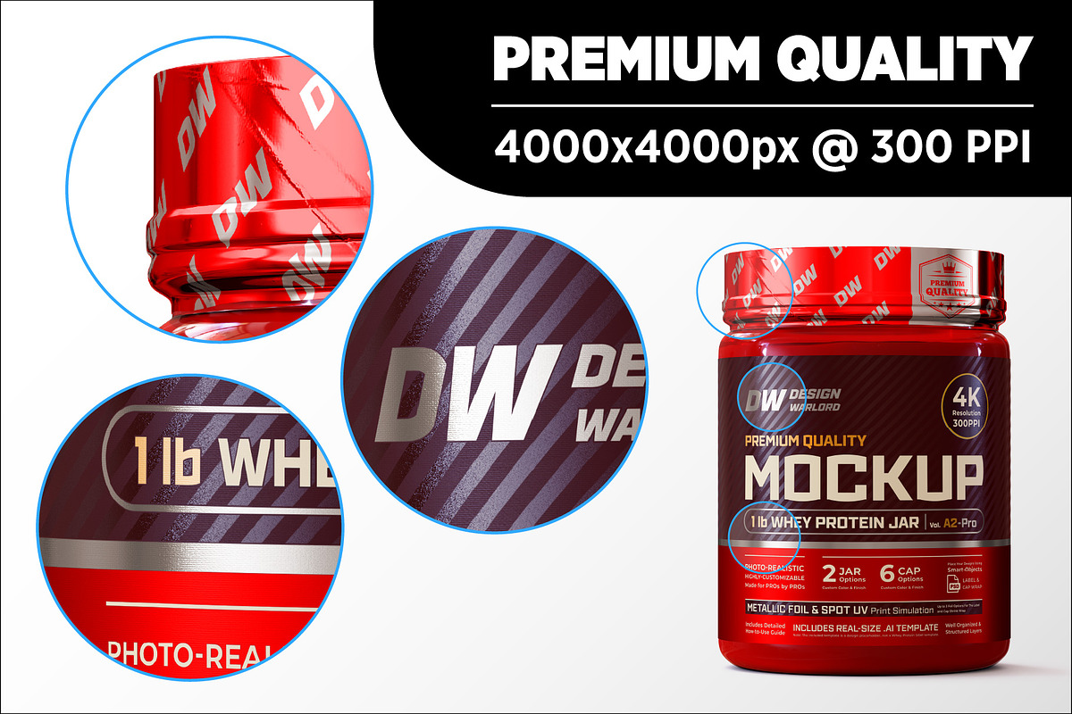 1lb Whey Protein Jar Mockup A2-Pro, a Packaging Mockup by Design Warlord (Photo 12 of 16)