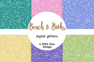 Beach Digital Paper Rainbow Glitter, a Pattern Graphic by GlamArtZhanna
