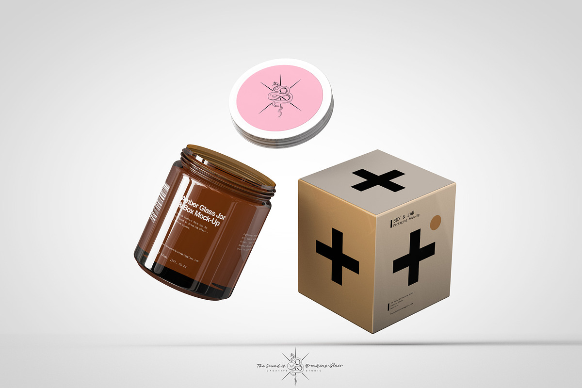Amber Cosmetics Jar & Box Mock-Up, a Product Mockup by TSOBG (Photo 13 of 18)