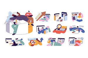 People work with data, analysis set, a Work Illustration by PaperTrident