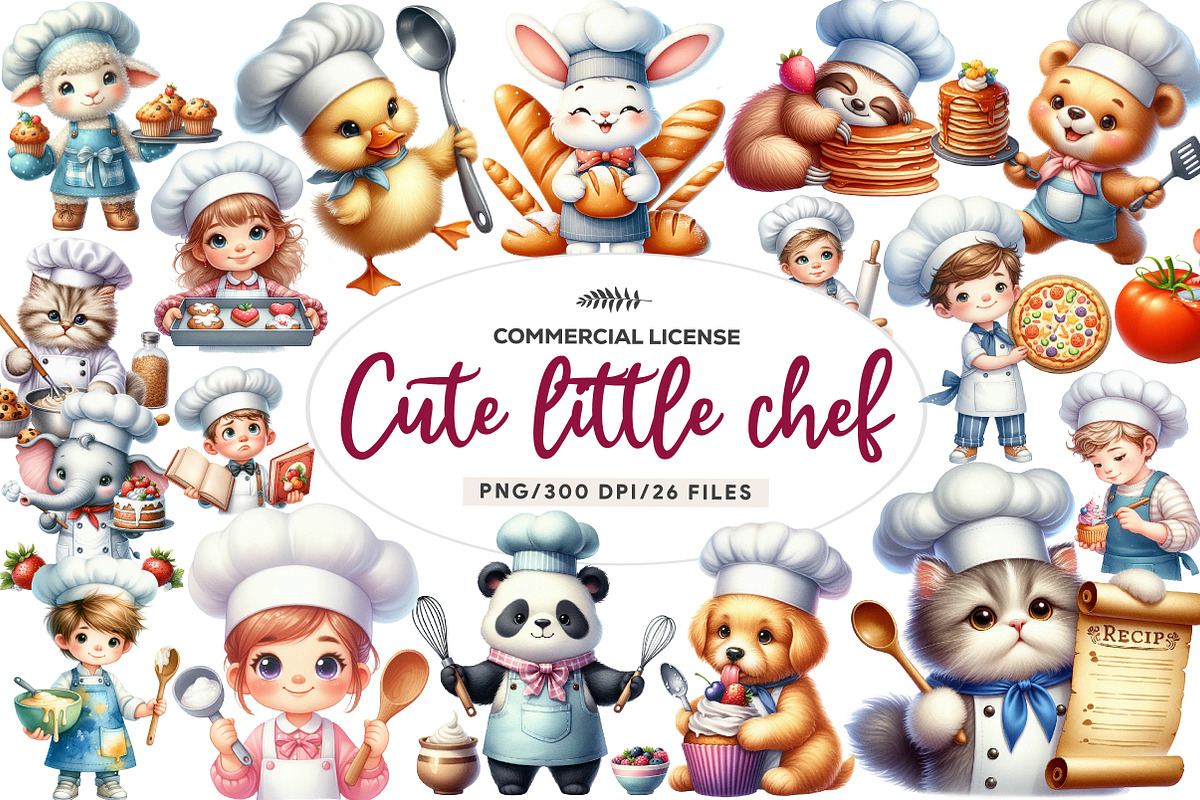 Cute little chef clipart Cooking, an Illustration by CreationArt (Photo 1 of 9)