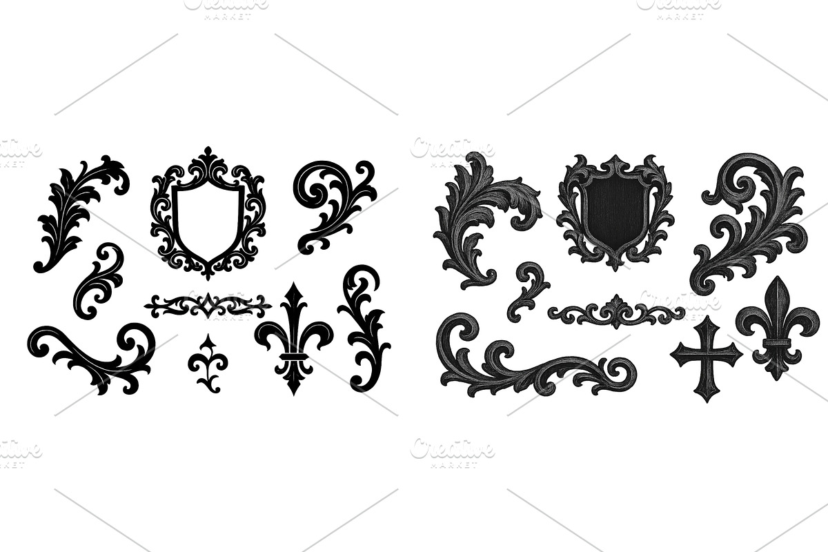 Decorative black flourishes and, an Illustration by ZinetroN
