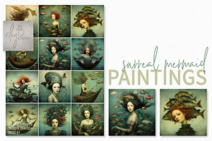 Surreal Mermaids Digital Paintings, a Texture Graphic by rileyBgraphics