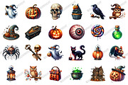 Happy Halloween Watercolor Clipart, an Illustration by designcity5 (Thumbnail 3 of 5)